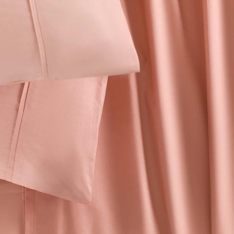 Enera Slumber Collection Peach Blossom Color Plain King Size double Bedsheet with 2 pillow covers