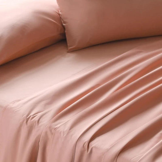Enera Slumber Collection Peach Blossom Color Plain King Size double Bedsheet with 2 pillow covers - enera