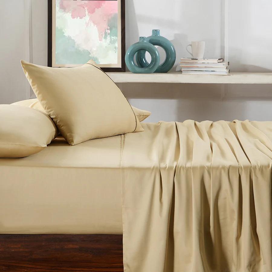 D'Decor Marzipan Collection Viola Colour King Size double Bedsheet with 2 pillow covers - enera