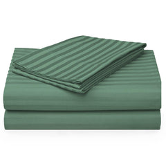 Enera Satin Stripe Moss Color King Size Bedsheet With 2 Pillow Covers-300TC(100% Cotton) - enera
