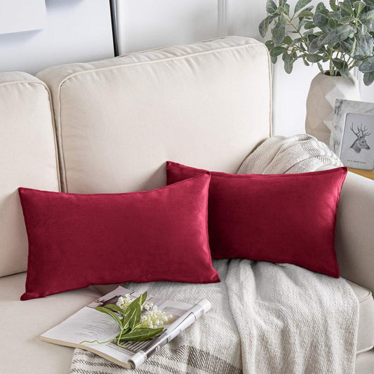 Enera Coop Casper Sn 41 Maroon Color 11x19 Inch Plain Velvet Cushion Cover - enera