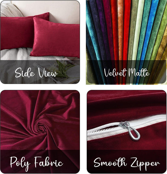 Enera Coop Casper Sn 41 Maroon Color 11x19 Inch Plain Velvet Cushion Cover - enera