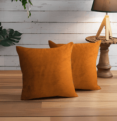 Enera Casper SN 12 Mustard Orange Color 16x16 Inch Plain Cushion Cover - enera