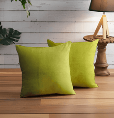 Enera Casper SN 35 Lime Color 18x18 Inch Plain Cushion Cover - enera