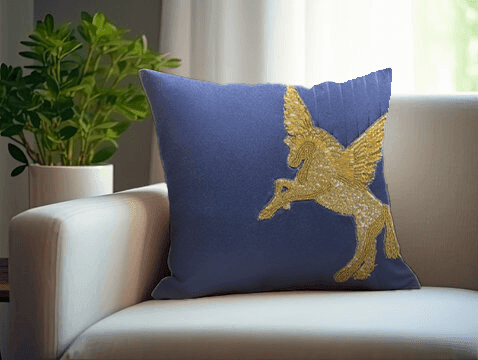 Enera K.Niketan Pegasus Royal Blue Color 16x16 Inch Cushion Cover - enera