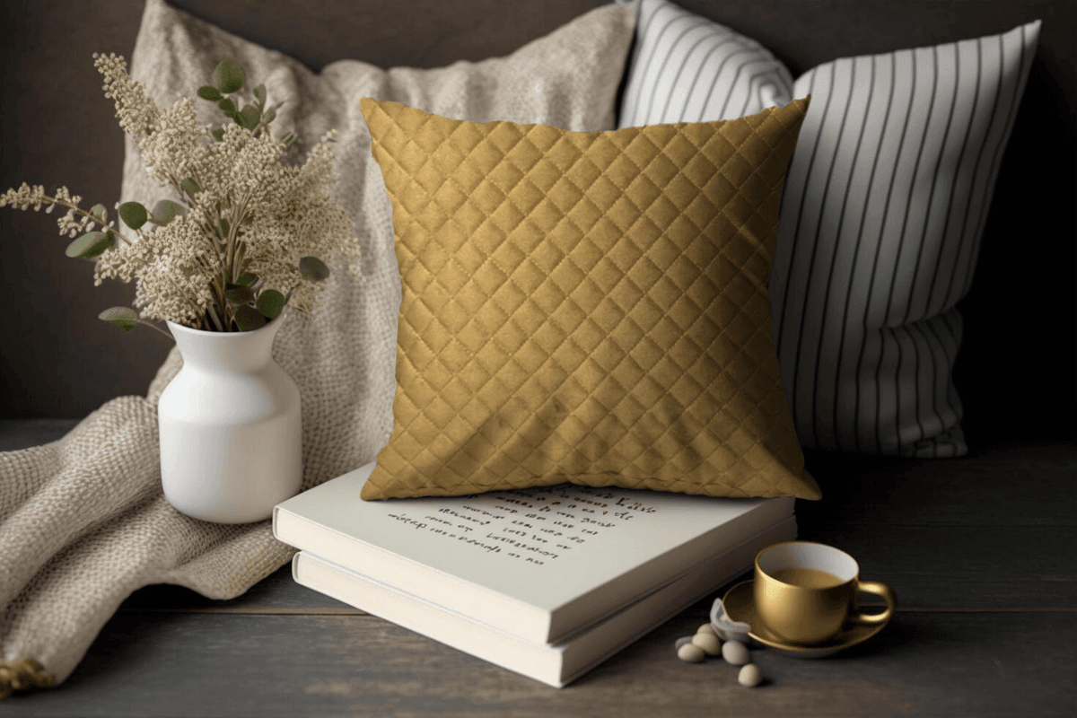 Enera Orient Golden Yellow Color 16x16 Inch Cushion Cover - enera