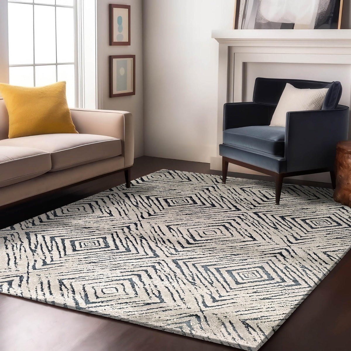 Enera Charlon MT10600 Collection Sterling Black Color 160x230 cm Stylish Carpet - enera