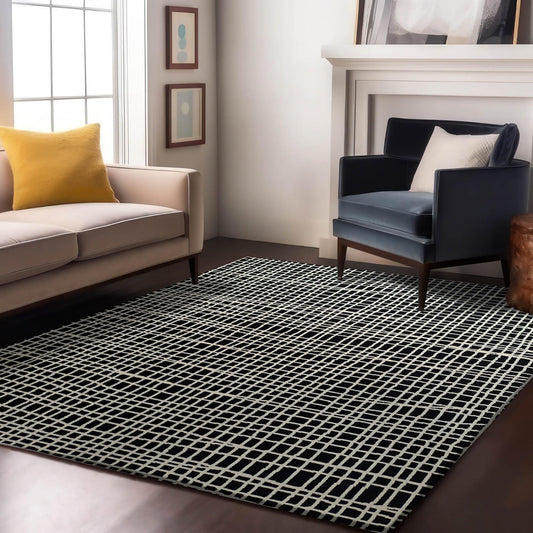 Enera INK 463002 AF900 Collection Black & White Color 160x230 cm Stylish Carpet - enera