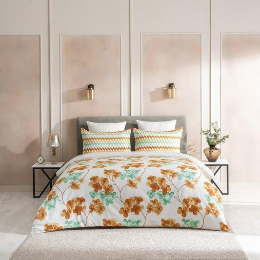 Enera Optima Collection Jardin-Tangerine Color Printed Fitted Sheet - enera