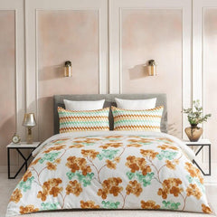 Enera Optima Collection Jardin-Tangerine Color Printed Fitted Sheet - enera