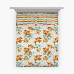 Enera Optima Collection Jardin-Tangerine Color Printed Fitted Sheet - enera