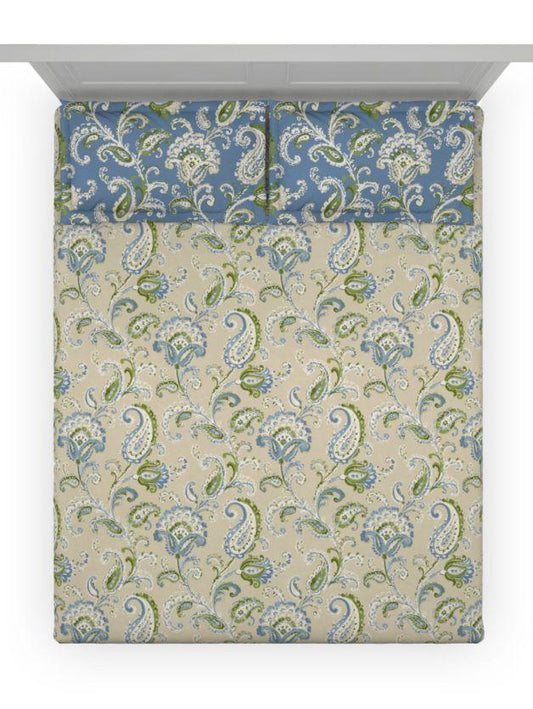 Enera Optima Collection Camelia-Blue Bell Color Printed Fitted Sheet - enera
