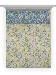 Enera Optima Collection Camelia-Blue Bell Color Printed Fitted Sheet - enera