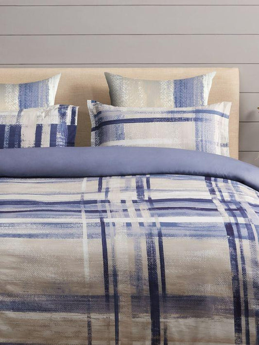 D'Decor Icons Chalk True Navy King Size Bedsheet - enera