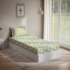 D'Decor Optima Eloise Evergreen Ethnic Single Bed Sheet - enera