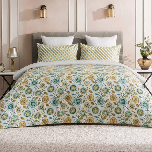 D'Decor Optima Eloise Evergreen Ethnic Single Bed Sheet - enera