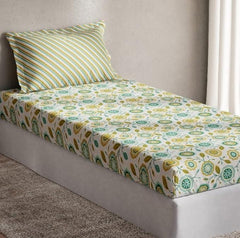 D'Decor Optima Eloise Evergreen Ethnic Single Bed Sheet - enera
