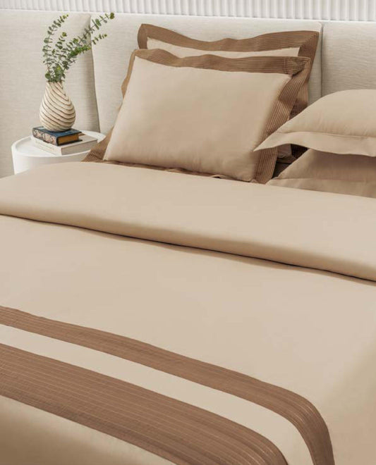 D'Decor Urban Timeless Collection Avalon Oat Cappuccino Color Plain King Size double Bedsheet with 2 pillow covers - enera