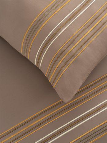 D'Decor Urban Timeless Collection Oxford Amber Gold Color Plain King Size double Bedsheet with 2 pillow covers - enera