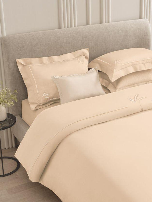 D'Decor Urban Timeless Collection Wheatgrass Biscuit Color Plain King Size double Bedsheet with 2 pillow covers - enera