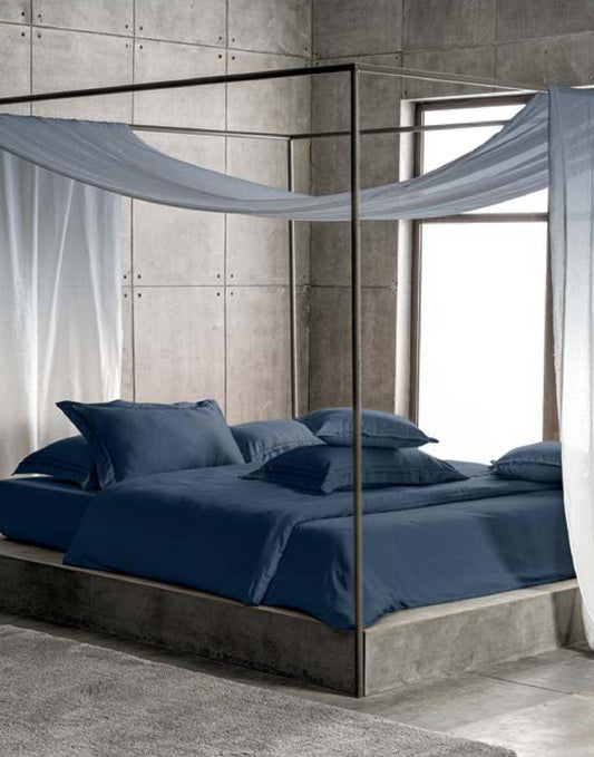 D'Decor Spotlight Collection Navy Blue Color Plain King Size double Bedsheet with 2 pillow covers - enera