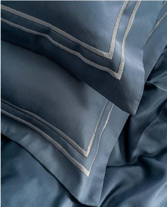 D'Decor Spotlight Collection Denim Color Plain King Size double Bedsheet with 2 pillow covers - enera
