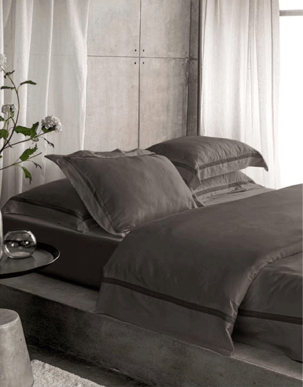 D'Decor Spotlight Collection Charcoal Color Plain King Size double Bedsheet with 2 pillow covers - enera