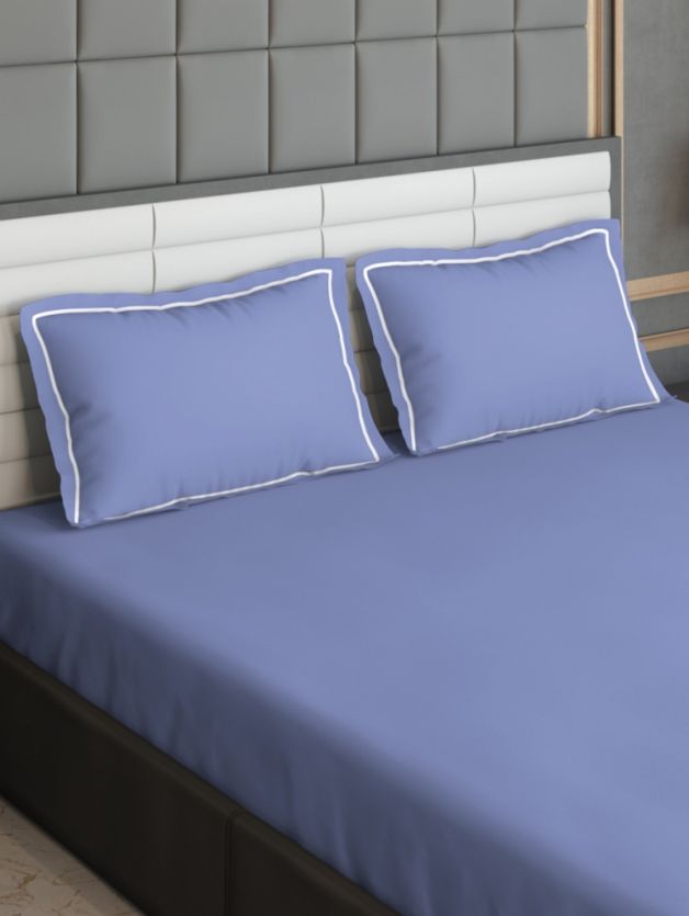 D Decor Duet Collection Periwinkle Color Plain King Size Double Bedsheet | Elegant & Comfortable | Enera