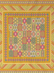 D'Decor Phulkari Collection Glory-Ochre King Size Double Bedsheet - enera