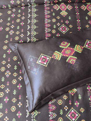 D'Decor Phulkari Collection Allure-Black Bean King Size Double Bedsheet - enera
