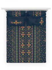 D'Decor Phulkari Collection Allure-Black Bean King Size Double Bedsheet - enera