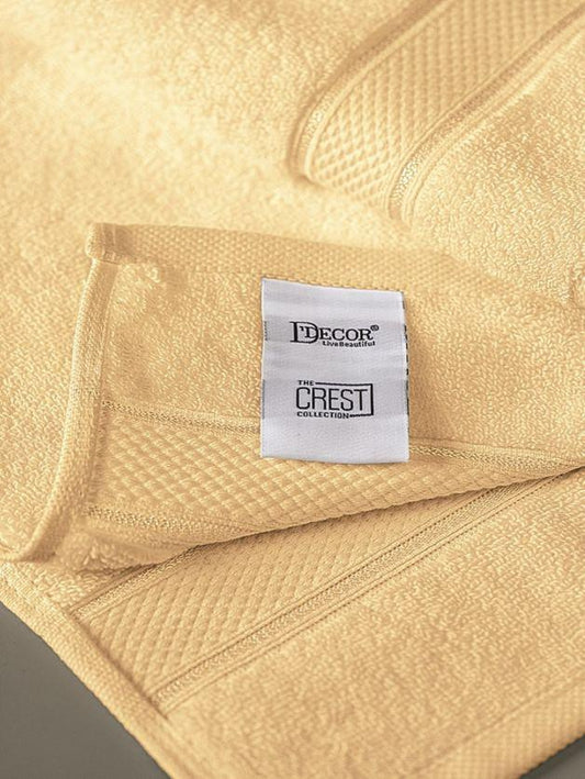 D'Decor Crest Collection Buff Yellow Hand Towel - enera