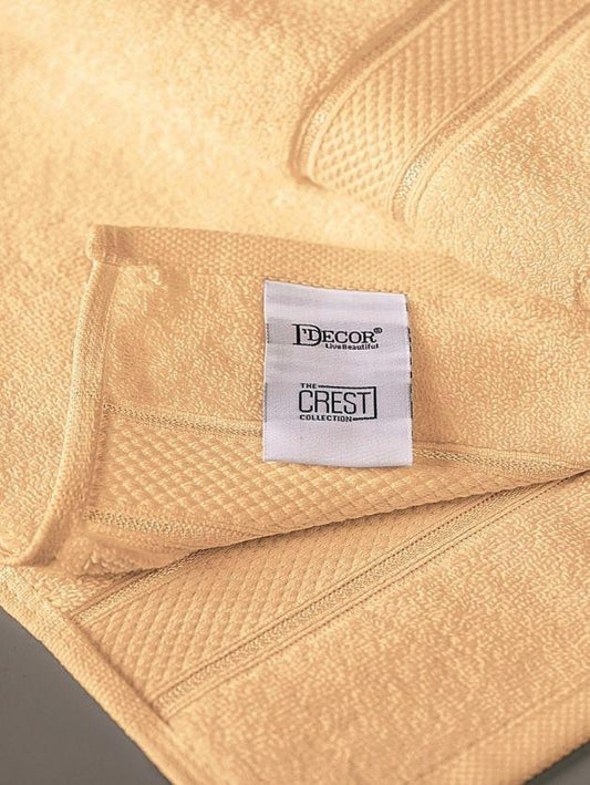 D'Decor Crest Collection Buff Yellow Bath Towel - enera