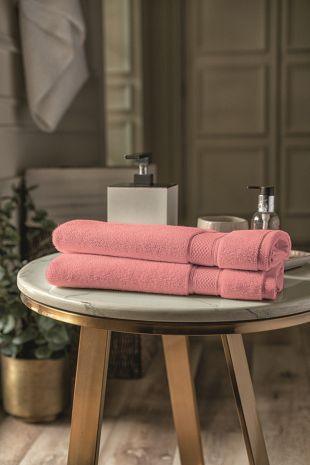 D'Decor Crest Collection Coral Pink Hand Towel - enera