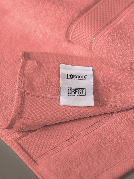 D'Decor Crest Collection Coral Pink Bath Towel - enera