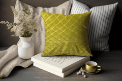 Enera Hollow Curve Mustard Green Color 16x16 Inch Cushion Cover - enera