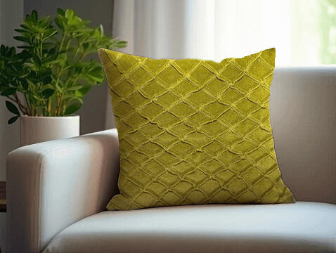 Enera Hollow Curve Mustard Green Color 16x16 Inch Cushion Cover - enera
