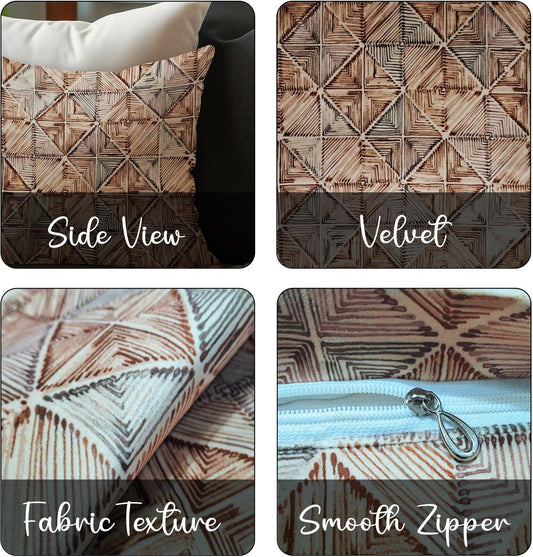 Enera KCF PINA 29219 Print Velvet Light Cream Color 12x12 Inch Cushion Cover - enera