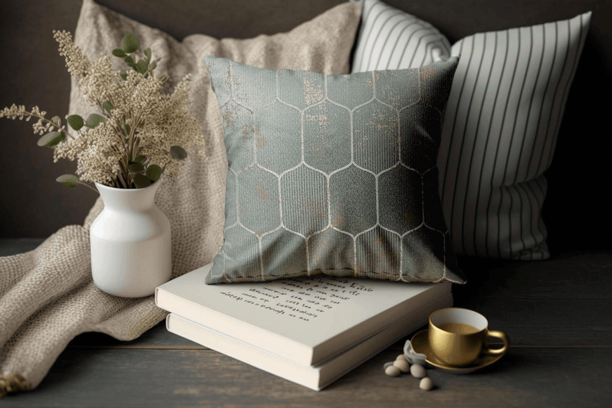Enera DDR CHAR Blue Color 18x18 Inch Cushion Cover - enera
