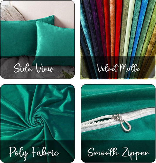 Enera Glam 635 Teal Color 11x19 Inch Plain Velvet Cushion Cover - enera