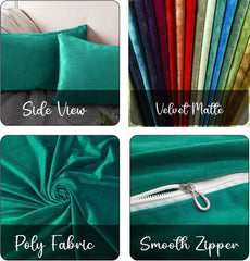 Enera Glam 635 Teal Color 11x19 Inch Plain Velvet Cushion Cover - enera