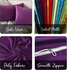 Enera Glam 642 Purple Color 11x19 Inch Plain Velvet Cushion Cover - enera
