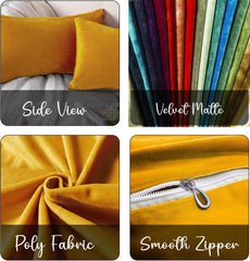 Enera Glam 656 Yellow Color 11x19 Inch Plain Velvet Cushion Cover - enera