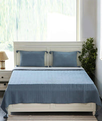 Enera Uzoma Cadet Blue and Alice Blue Color King Size Bedcover - enera