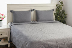 Enera Antique Medium Grey Melange color King Size Bed Cover - enera