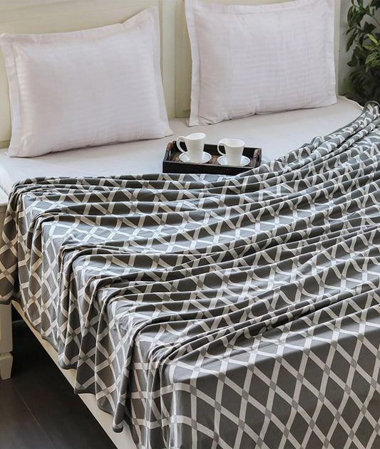 Enera Rhombus Medium Grey & Natural Color Double Bed Dohar - enera