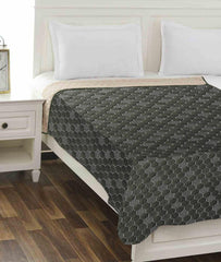 Enera Pepin Forest Green & Lt Beige Melange Color Single Bed Dohar - enera
