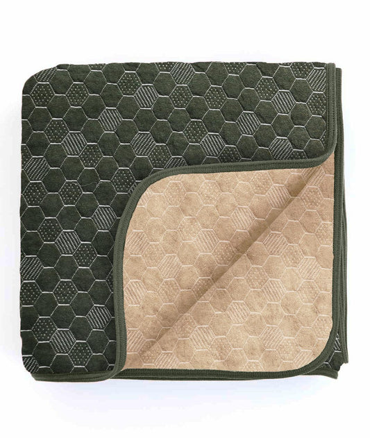 Enera Pepin Forest Green & Lt Beige Melange Color Single Bed Dohar - enera