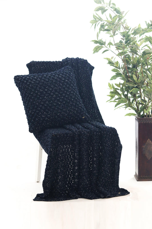 Enera Popcorn Navy & Silver Metallic Color Combo Throw - enera