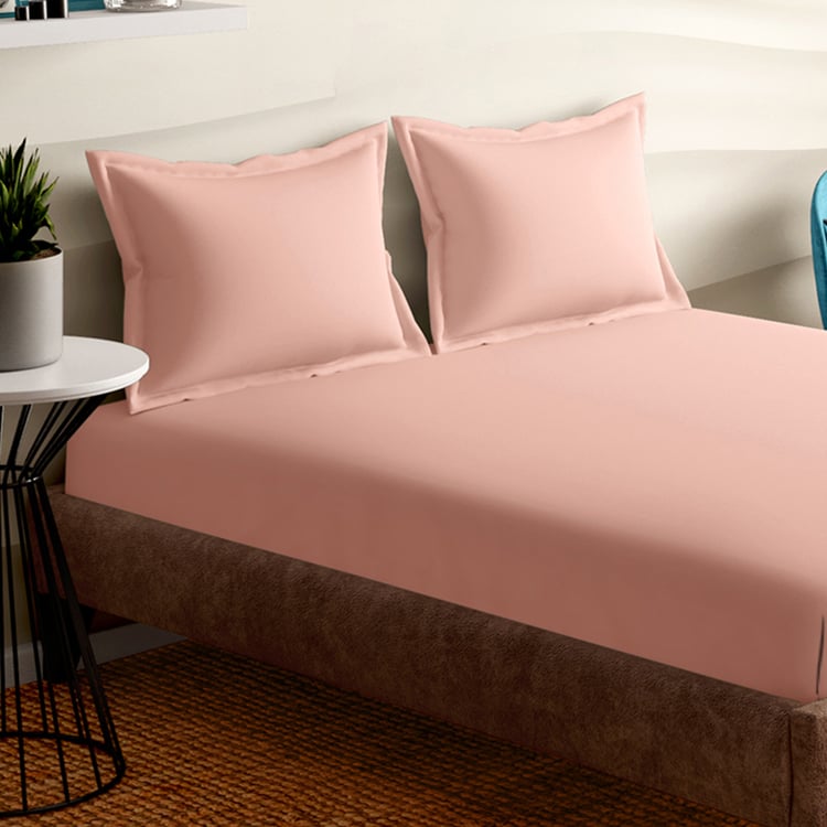 Portico Evita Collection Powder Peach Color King Size Double Bedsheet | Enera